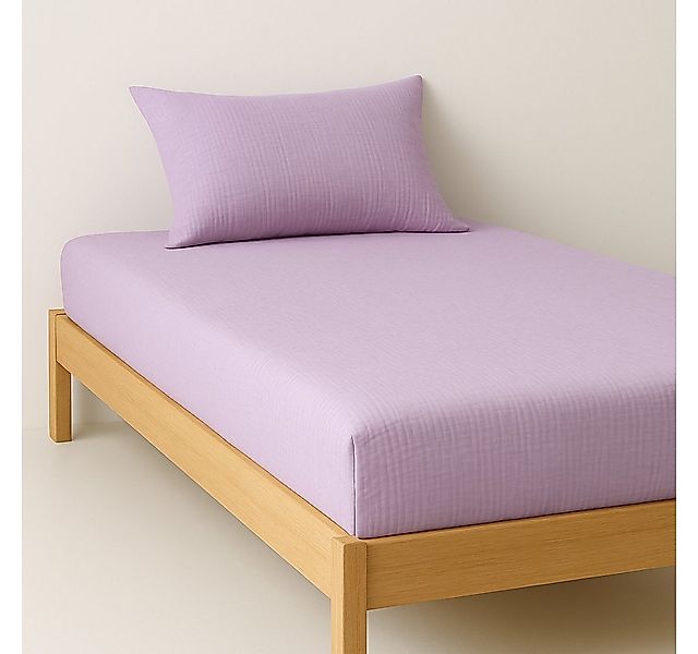 Sandiik Spannbettlaken Musselin Spannbettlaken in Fuchsia, Gummizug: ja, au günstig online kaufen