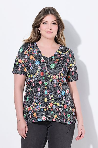 MIAMODA T-Shirt T-Shirt Komfort Fit Schmuckstein-Muster günstig online kaufen