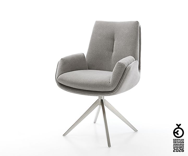 Drehstuhl Clea-Flex Strukturstoff Soft Grau Kreuzgestell breit Edelstahl 36 günstig online kaufen