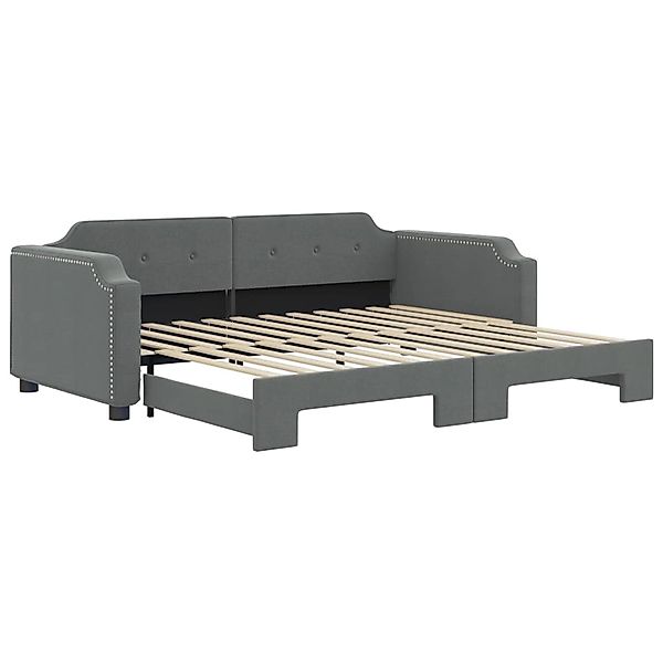 vidaXL Bett, Tagesbett Ausziehbar Dunkelgrau 90x200 cm Stoff günstig online kaufen