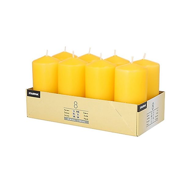 Starpak Stumpenkerze 8 Stumpenkerzen Ø 50 mm · 100 mm goldgelb günstig online kaufen