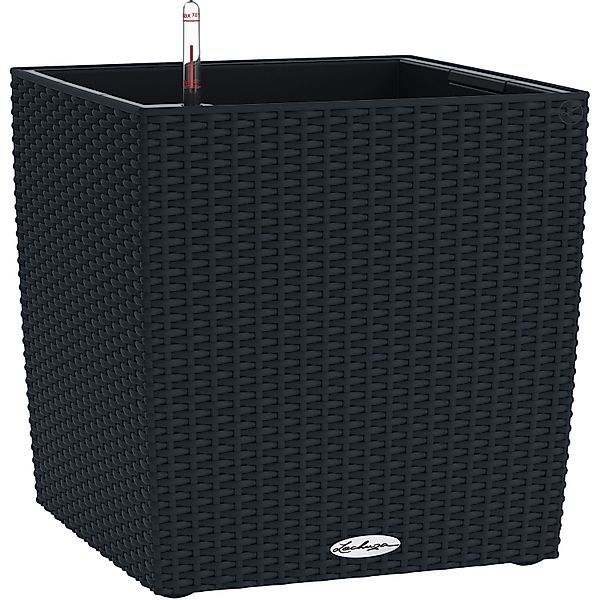 Lechuza® Pflanzkübel Cube Cottage 30 graphitschwarz Flechtstruktur günstig online kaufen