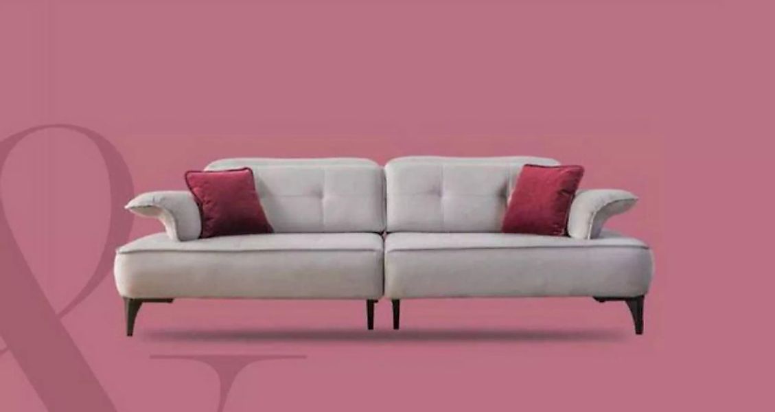 JVmoebel Sofa Zweisitzer Sofa 3 Sitzer Sofas Grau Stoff Wohnzimmer Luxus Mo günstig online kaufen