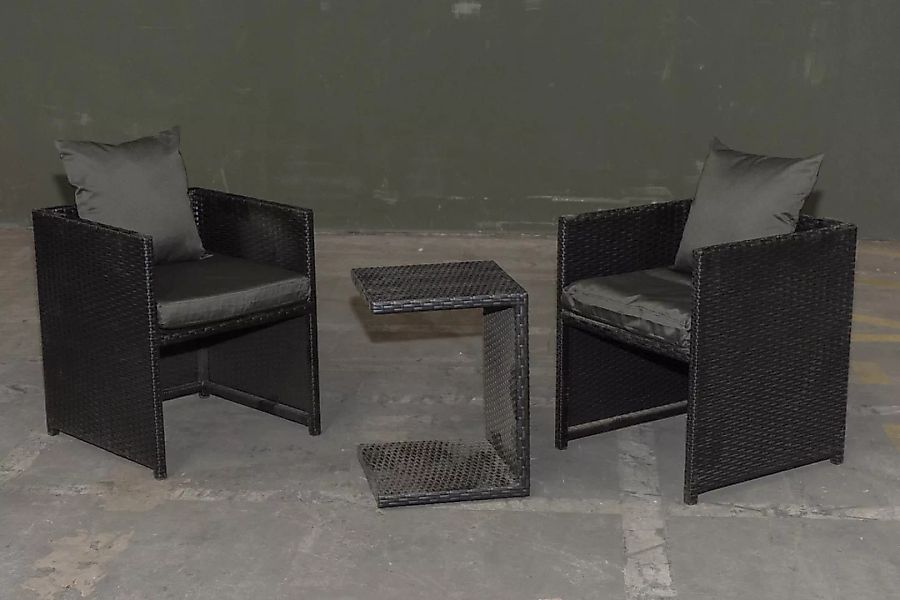 #HBM Garnitur 39: 2er Set Stuhl Maui mit Beistelltisch Parma-schwarz-anthra günstig online kaufen