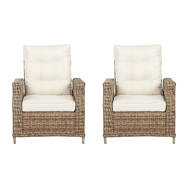 ebuy24 Gram 2 x Gartenstuhl Polyrattan mit Kissen Natur günstig online kaufen