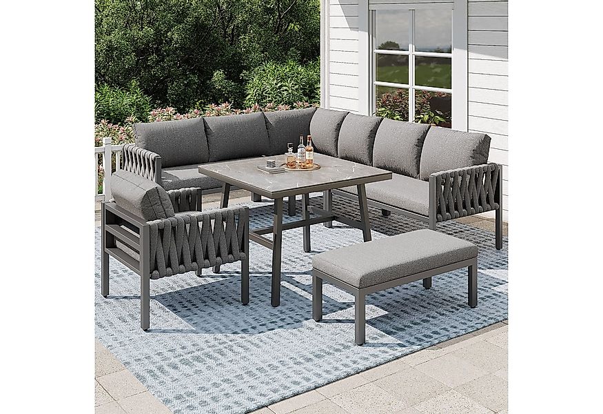 Flieks Gartenlounge-Set, Sitzgruppe mit verzinktem Eisengestell Tischplatte günstig online kaufen