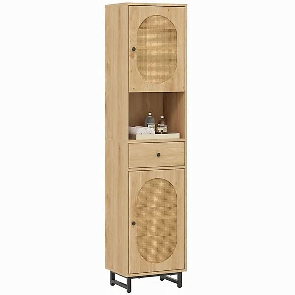 COSTWAY Hochschrank Badezimmerschrank Rattan, schmal, verstellbares Regal günstig online kaufen