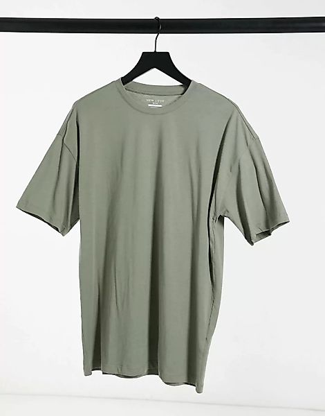 New Look – Oversized T-Shirt mit Rundhalsausschnitt in Grün günstig online kaufen
