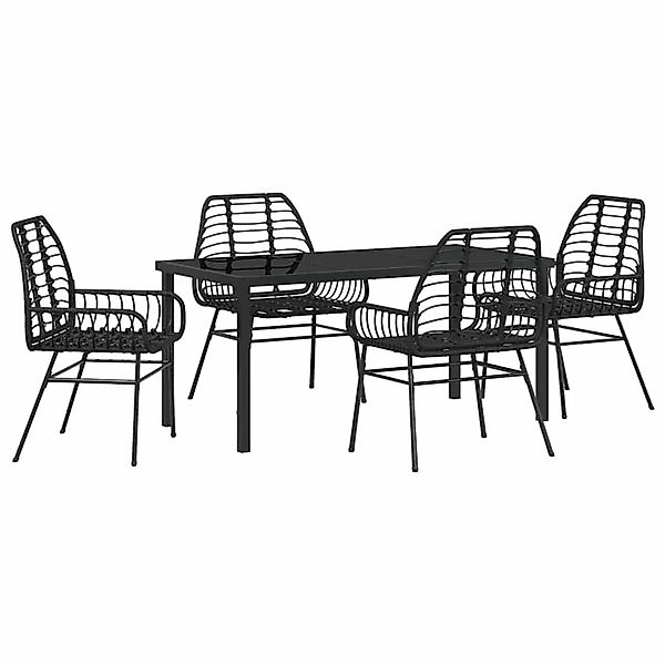vidaXL Garten Essgruppe 5-Tlg Schwarz Poly Rattan 3380844 günstig online kaufen