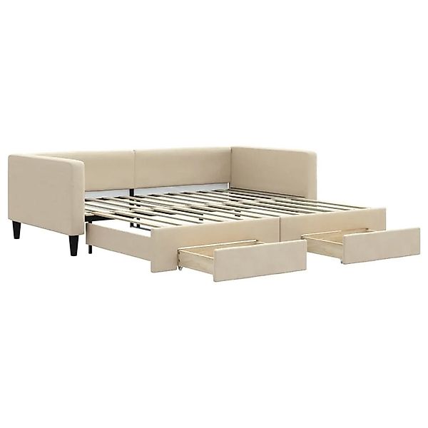 vidaXL Tagesbett Ausziehbar mit Schubladen Creme 100x200 cm Stoff 3196623 günstig online kaufen