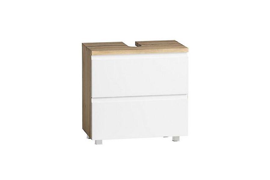 freiraum Waschbeckenunterschrank Paris in weiß / Wotaneiche, MDF - 60x54x35 günstig online kaufen