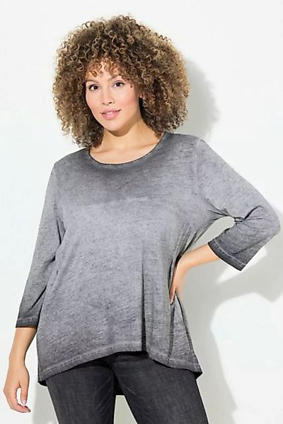 Ulla Popken Longshirt Shirt Zierfalten A-Linie Rundhals 3/4-Arm günstig online kaufen