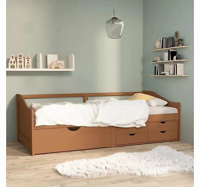 furnicato Bett Tagesbett 3-Sitzer Schubladen Honigbraun Kiefernholz 90x200 günstig online kaufen