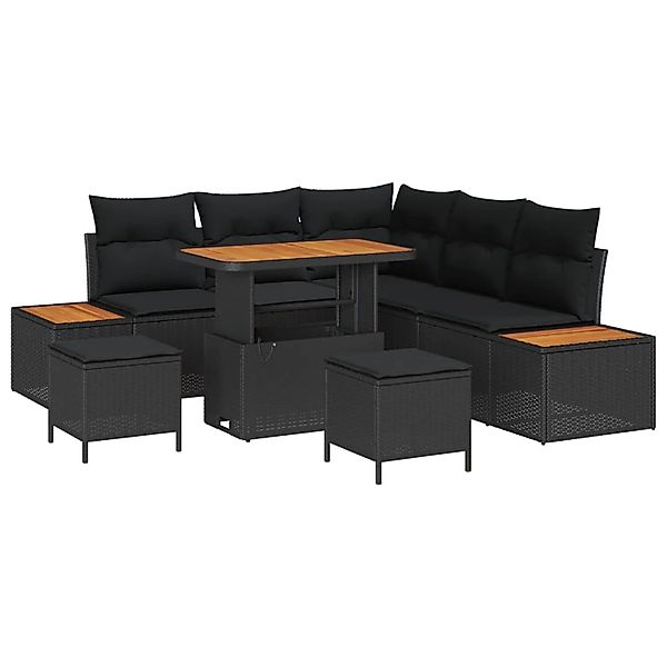 vidaXL Gartensofa-Set mit Kissen 8 Stk Schwarz Poly Rattan 3364864 günstig online kaufen