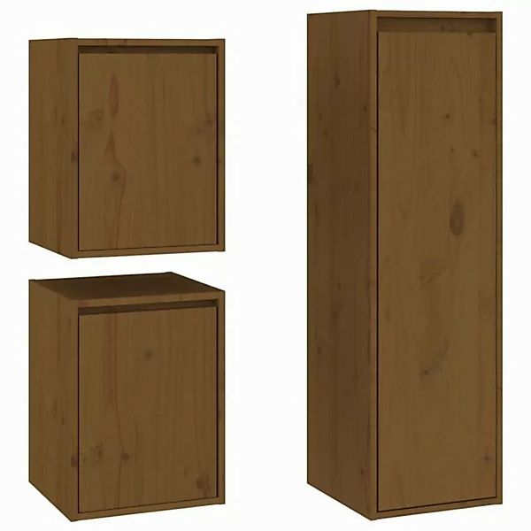 furnicato TV-Schrank TV-Schränke 3 Stk. Honigbraun Massivholz Kiefer (1-St) günstig online kaufen