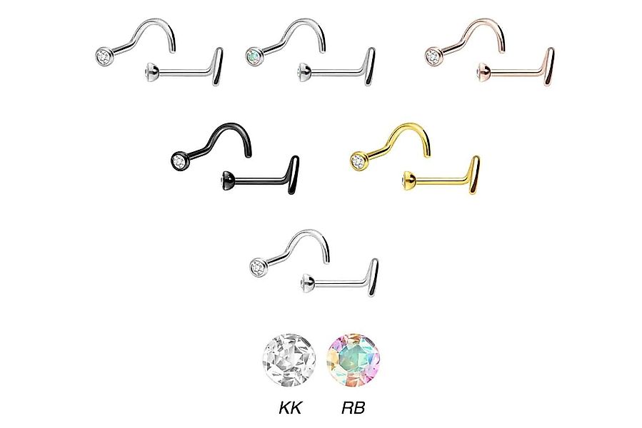 PIERCINGLINE Nasenpiercing Titan Nasenstecker Spirale KRISTALL günstig online kaufen