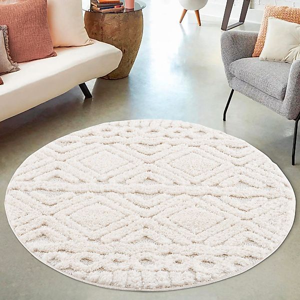 my home Hochflor-Teppich Andro, rund, Höhe: günstig online kaufen