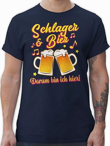 Shirtracer T-Shirt Schlager & Bier darum bin ich hier! Schlager Party Outfi günstig online kaufen