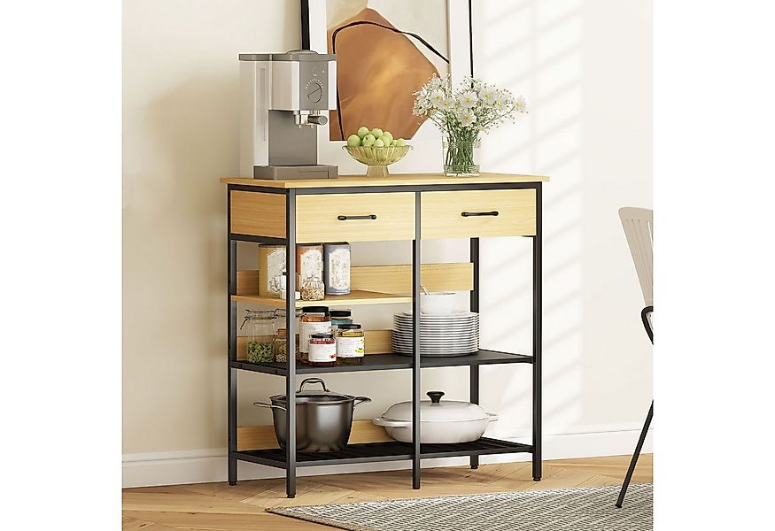 HOMCOM Sideboard Aufbewahrungsschrank mit 2 Schubladen, 3 offenen Regalen ( günstig online kaufen