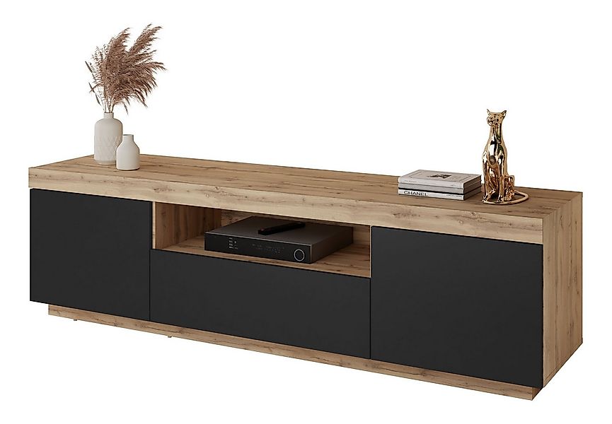 Lookway TV-Schrank YOSHI auf Sockel und Schublade im Industrial Design Brei günstig online kaufen