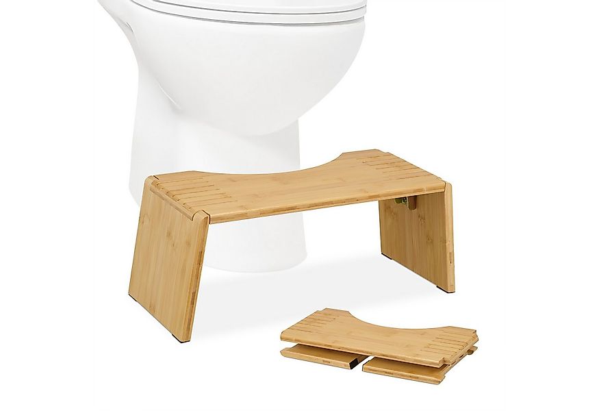 relaxdays Badhocker Klappbarer Toilettenhocker aus Bambus günstig online kaufen