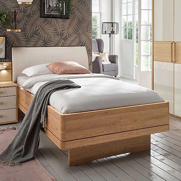 Komfortbett in Beige und Eiche teilmassiv Made in Germany günstig online kaufen