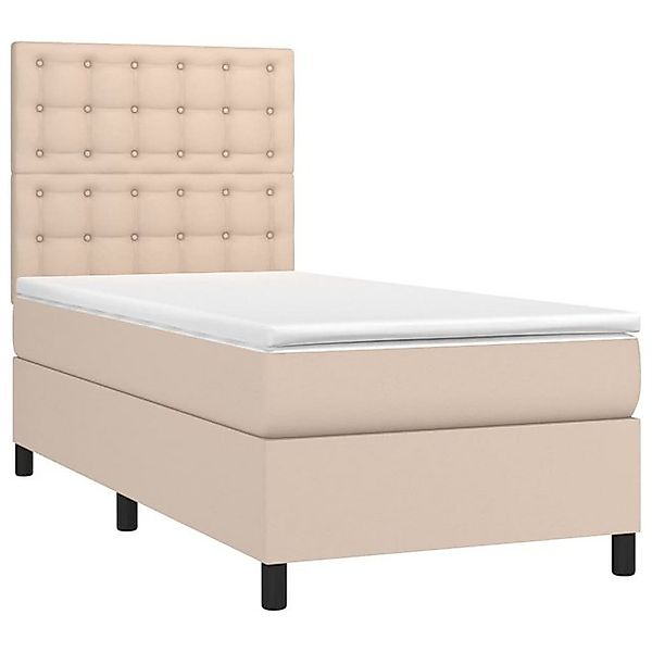 vidaXL Bett Boxspringbett mit Matratze & LED Cappuccino-Braun 100x200cm günstig online kaufen