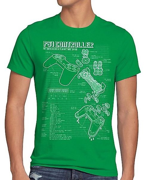 style3 T-Shirt PS1 Controller Blaupause PS gamepad konsole classic gamer pl günstig online kaufen