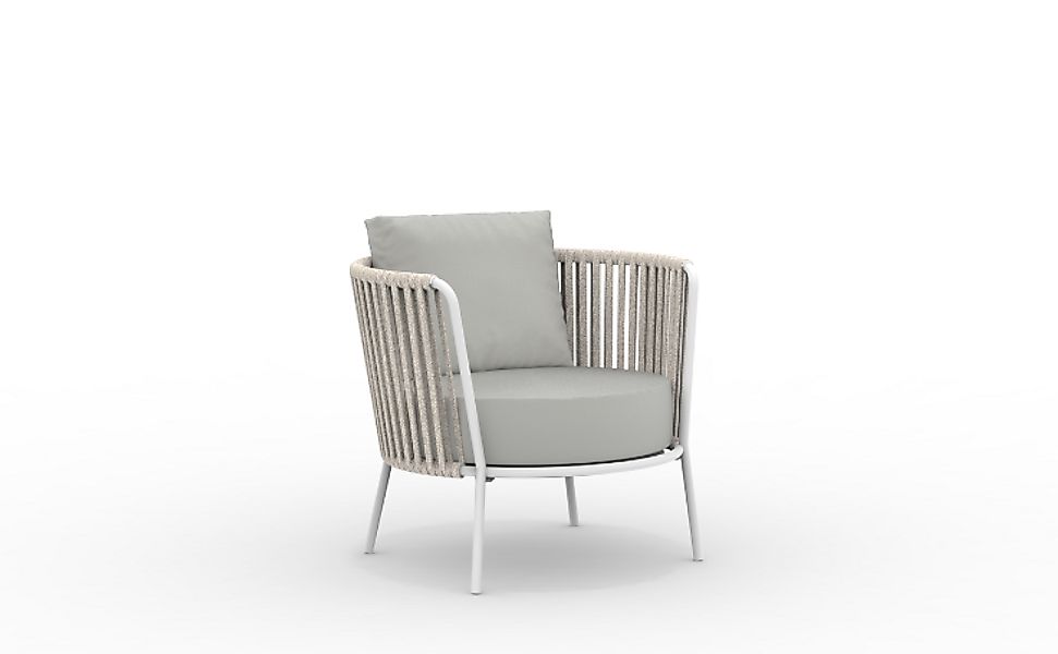 Daisy Rope Outdoor Lounge Sessel - rostfreier Stahl matt weiß, grau-grigio günstig online kaufen