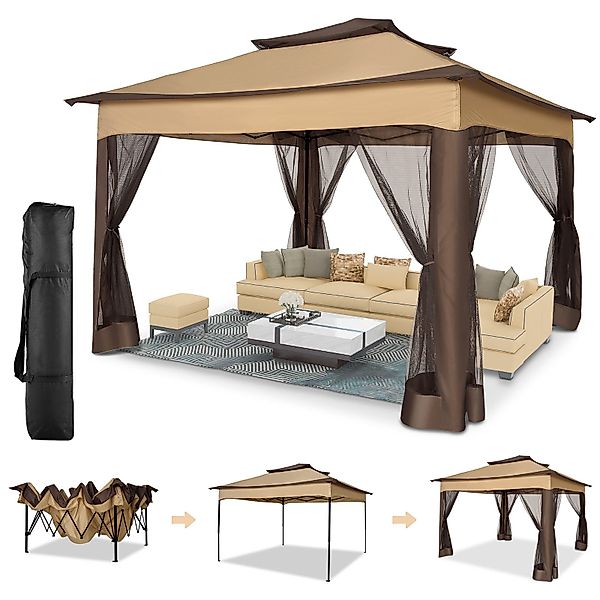 LUCKZON Pavillon 3*3 m Faltbar Gartenzelt günstig online kaufen