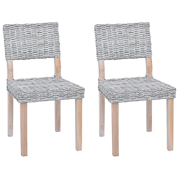 vidaXL Esszimmerstuhl 2 Stk Weiß Gewaschen 46 x 55 x 84 cm Kubu Rattan 4201 günstig online kaufen