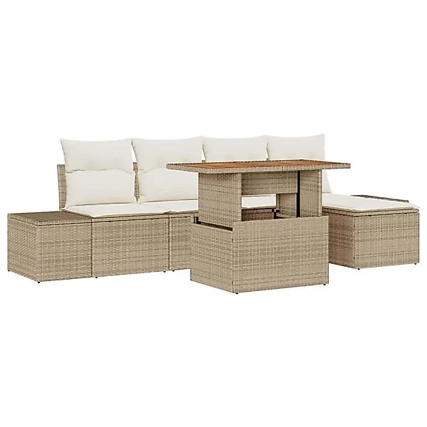 vidaXL Garten Essgruppe mit Kissen 6-Tlg Beige und Creme 3349952 günstig online kaufen