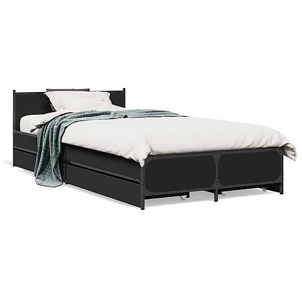 vidaXL Bettgestell mit Schubladen Schwarz 75x190 cm Holzwerkstoff 3279972 günstig online kaufen