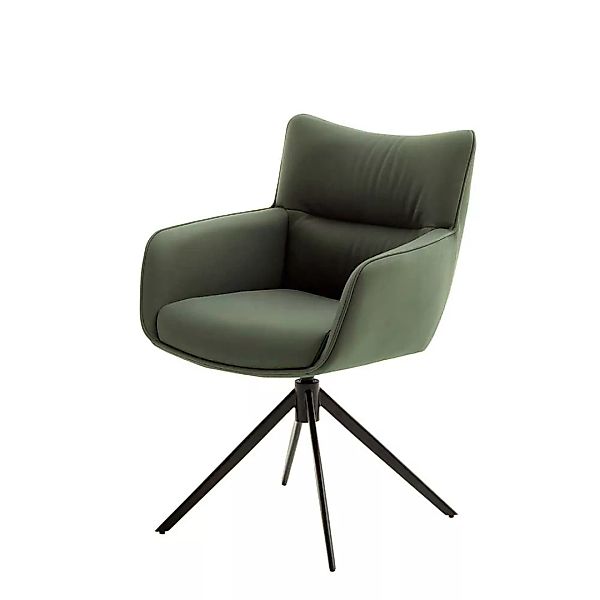 Leder Esszimmerstühle in Oliv Grün Gestell aus Metall (2er Set) günstig online kaufen
