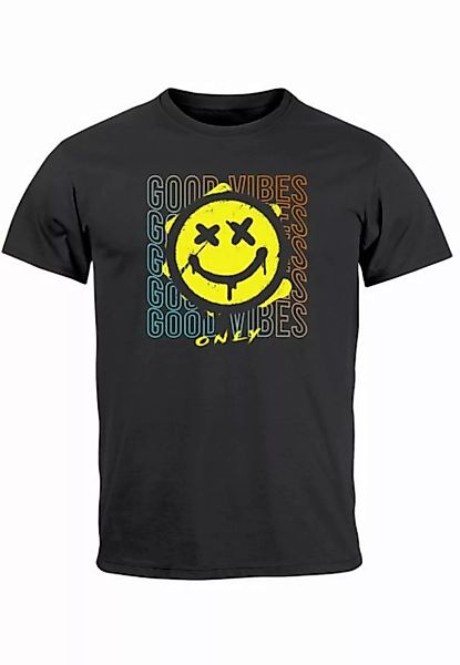 Neverless Print-Shirt Herren T-Shirt Smiling Face Good Vibes Print Aufdruck günstig online kaufen