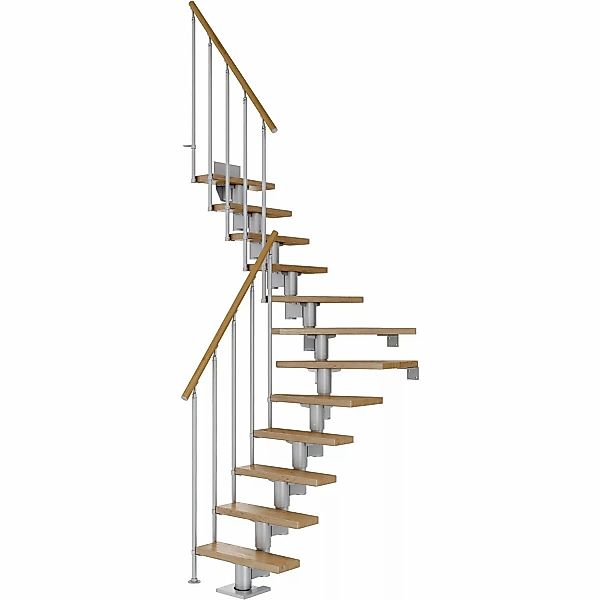 Dolle Mittelholmtreppe Dublin Eiche Perlgrau GH bis 270 cm 1/4gew. 75 cm FS günstig online kaufen
