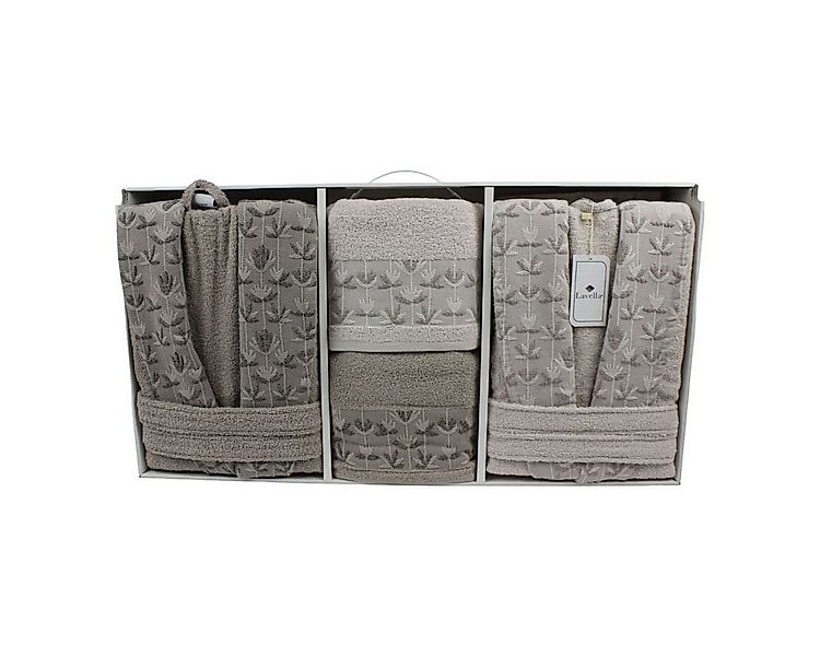 alesvelt Unisex-Bademantel Wellness Set 6 teilig aus Baumwolle, 2x Bademant günstig online kaufen