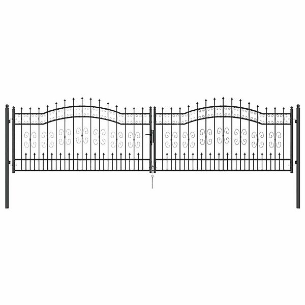 vidaXL Zauntor mit Speer-Top mit Schloss Grau 404 x 100 cm Stahl 42009048 günstig online kaufen