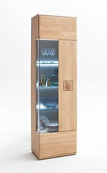 expendio Vitrine Bonn 4 rechts Eiche Bianco 60x208x38 cm vormontiert mit Be günstig online kaufen