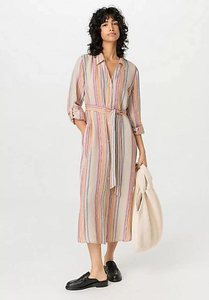 Hessnatur A-Linien-Kleid Streifen Midi Relaxed aus reinem Leinen (1-tlg) günstig online kaufen