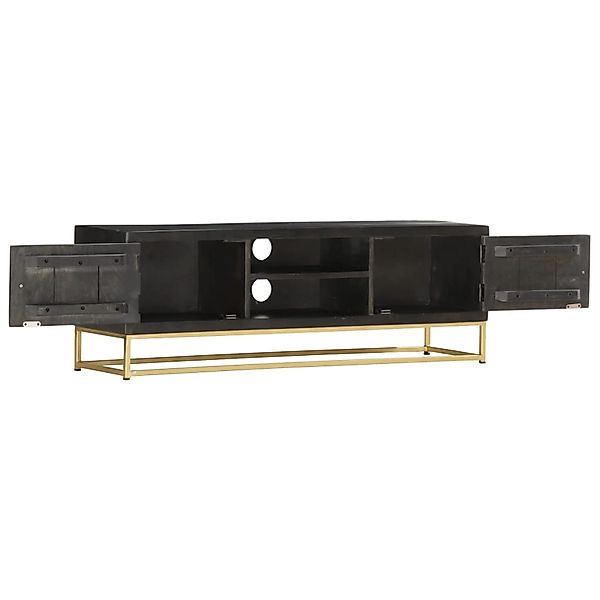 VidaXL TV-Schrank Schwarz Golden 120 x 30 x 40 cm Massivholz Mango günstig online kaufen