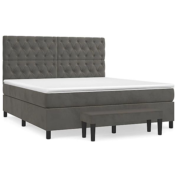 vidaXL Boxspringbett mit Matratze Dunkelgrau 160x200 cm Samt1395954 günstig online kaufen