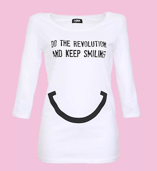 Do The Revolution And Keep Smiling - Sleeve Shirt Weiss günstig online kaufen
