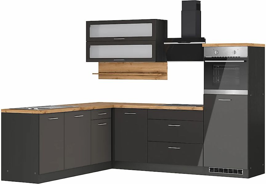KOCHSTATION Winkelküche "KS-Milan", Stellbreite 250/220 cm, viel Stauraum, günstig online kaufen