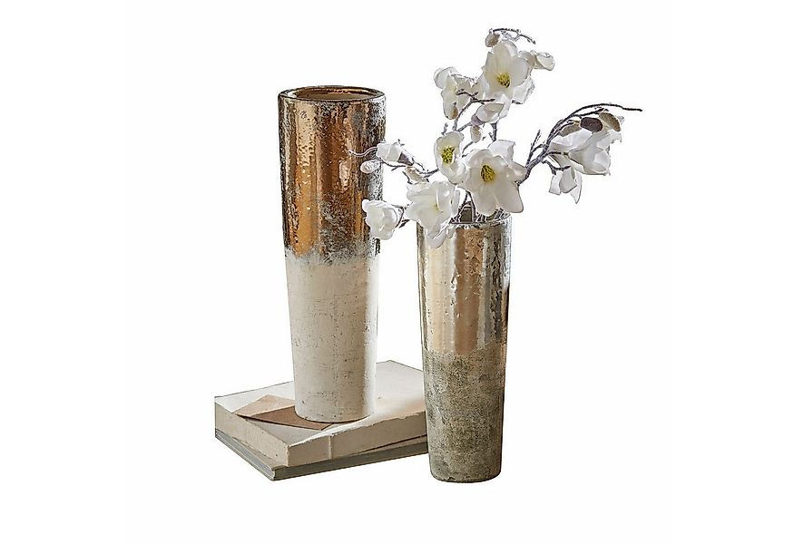 Mirabeau Tischvase Vase 2er Set Tameena silber/creme günstig online kaufen
