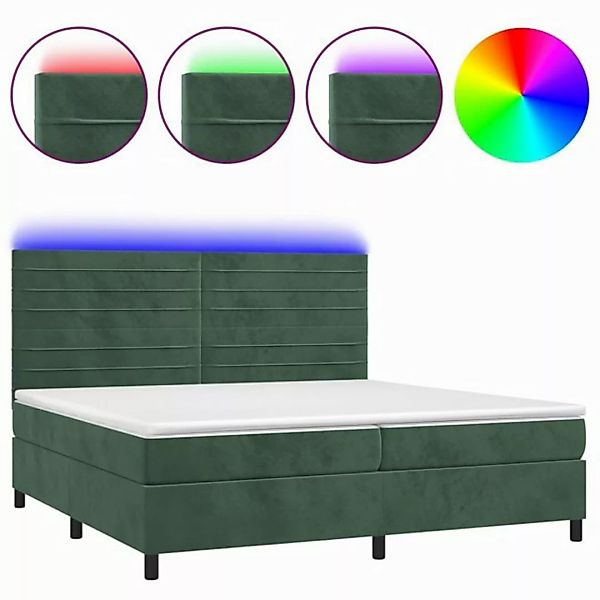 vidaXL Boxspringbett Boxspringbett mit Matratze LED Dunkelgrün 200x200 cm S günstig online kaufen