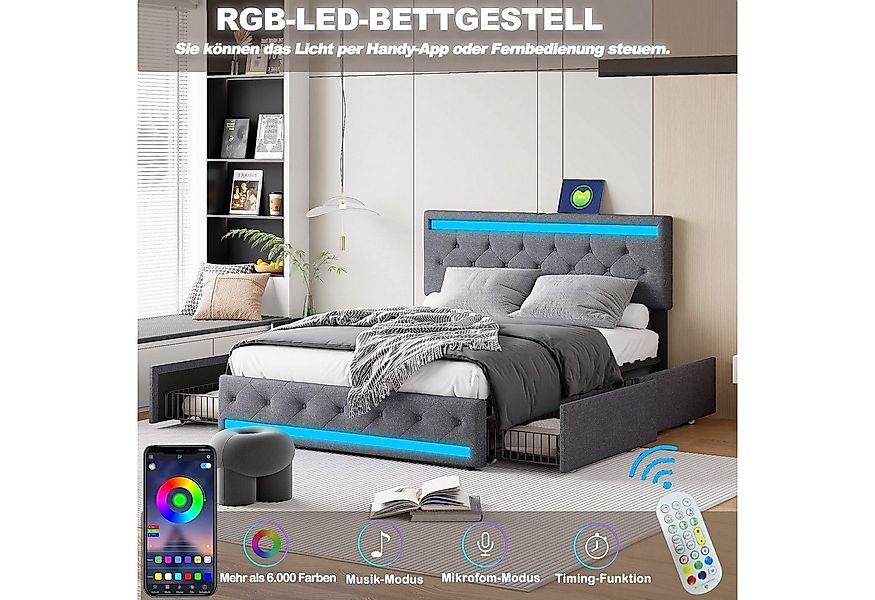 Furnishings Home Polsterbett Doppelbett Stauraumbett Schubladenbett (Set, B günstig online kaufen