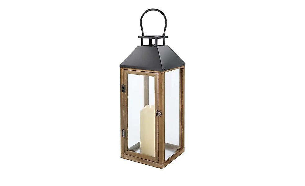 Laterne   ¦ holzfarben ¦ Metall,Stahl,Glas ¦ Maße (cm): B: 22,8 H: 57,8 T: günstig online kaufen
