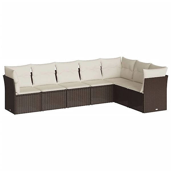 vidaXL 7-Tlg Garten-Sofagarnitur mit Kissen Braun Poly Rattan 3249582 günstig online kaufen