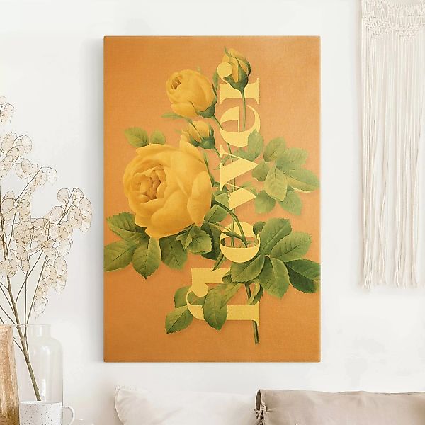 Leinwandbild Gold Florale Typografie - Flower günstig online kaufen